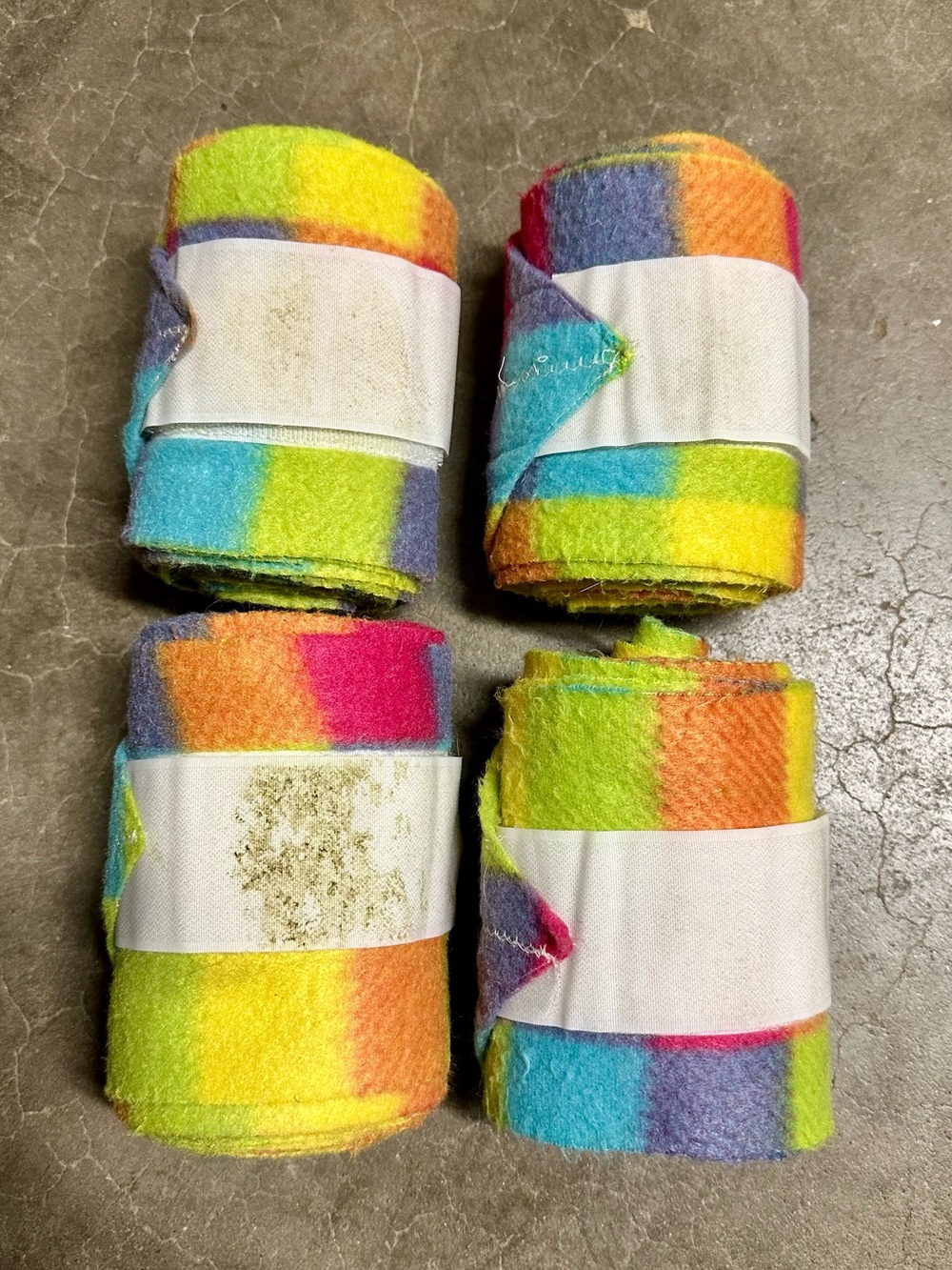 Bright Rainbow Fleece Horse Polo Wraps